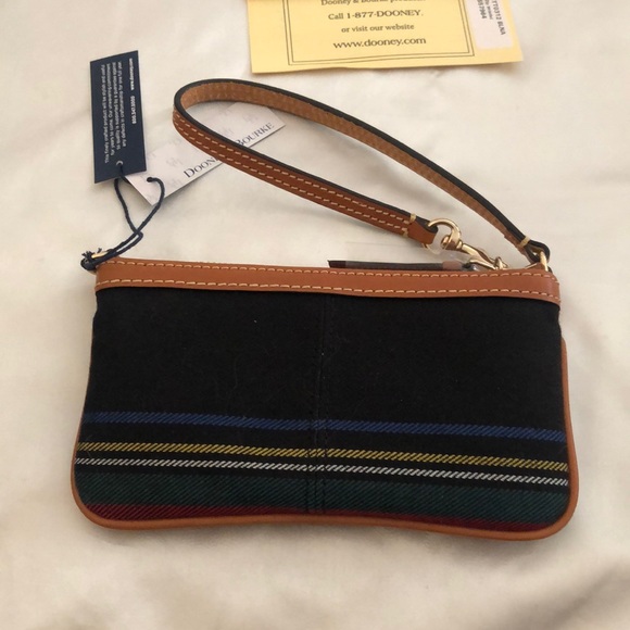 Dooney & Bourke Black Tartan & Brown Leather Trim ZA Wristlet NWT - Picture 9 of 16